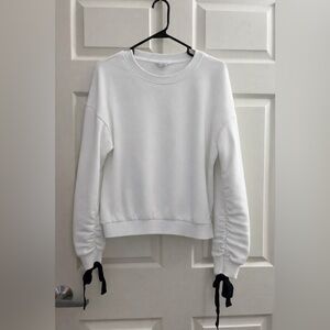 For The Republic White Blouse with Black Ties